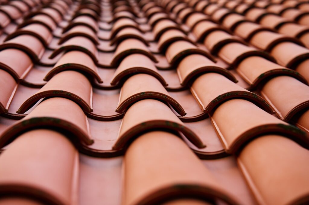 Red Ceramic Roof Tiles Pattern on Building